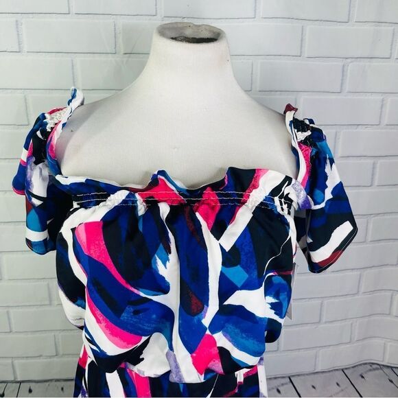 NWT Shoedazzle Abstract Print Off Shoulder Romper - Medium - Picture 5 of 11